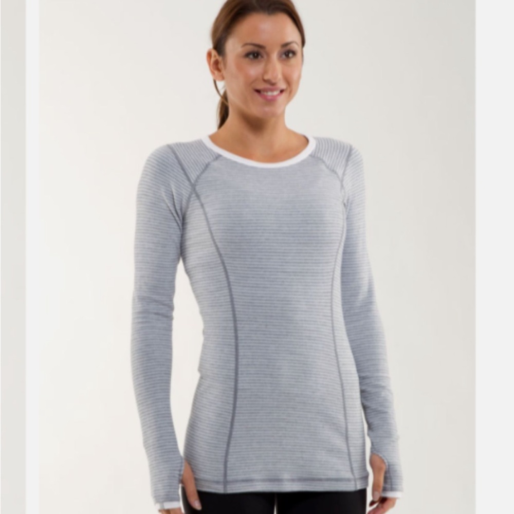 Lululemon Turn Around Striped Long Sleeve Running Shirt Sz 6